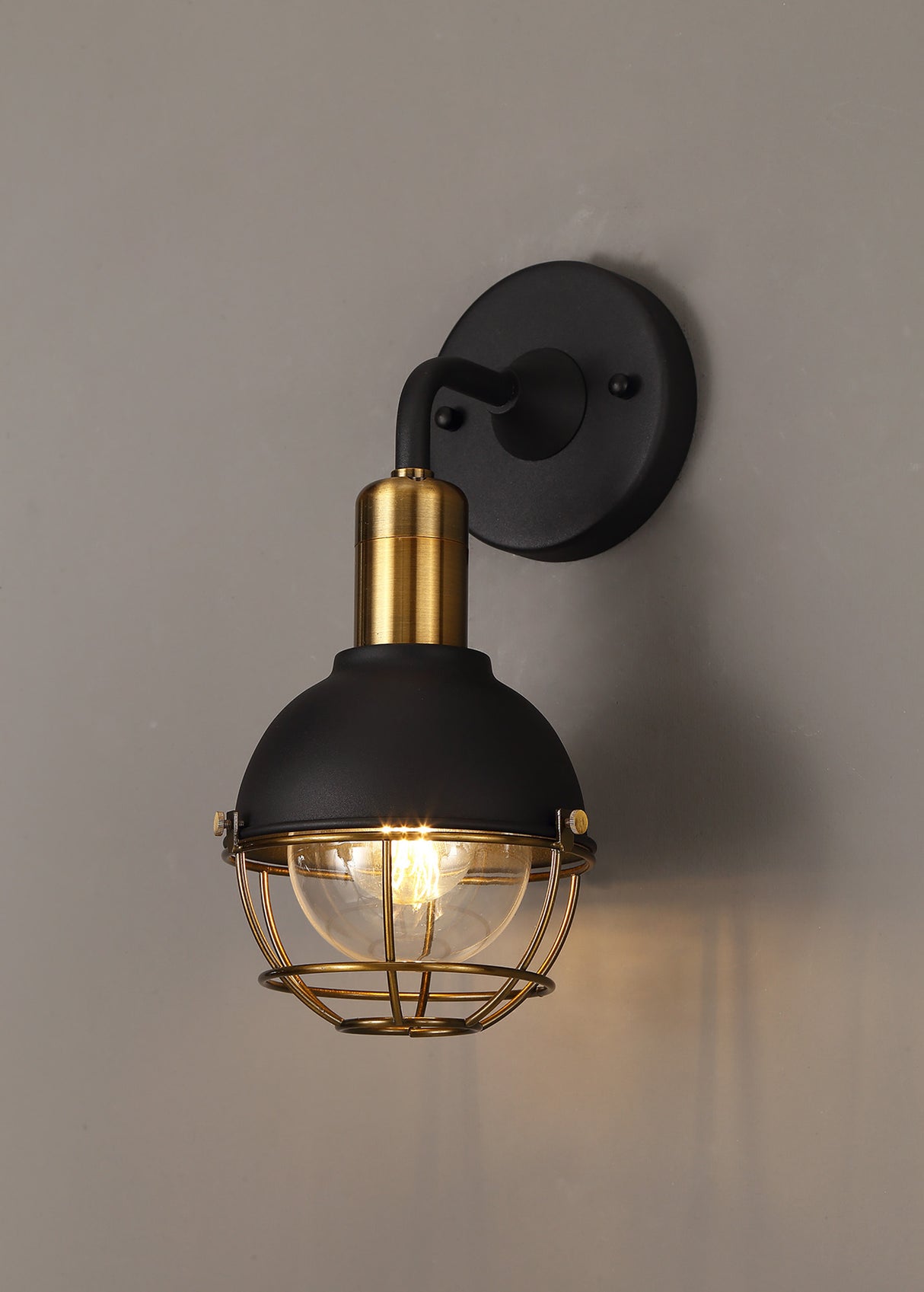 LAT1487 Latti Wall Lamp 1 Light IP65 Outdoor in a Matt Black/Brushed Bronze/Clear Finish