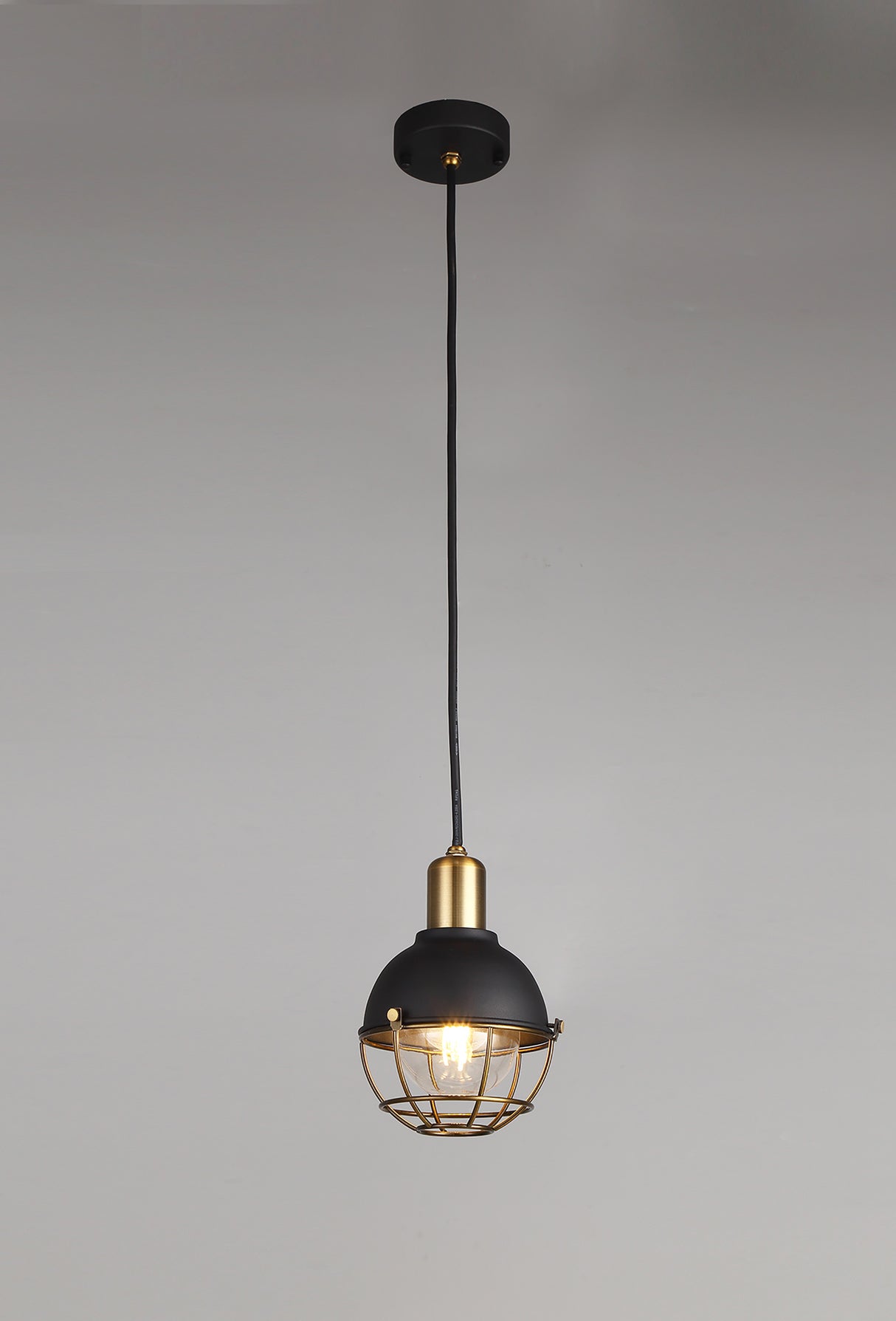 LAT2487 Latti Pendant 1 Light IP65 Outdoor in a Matt Black/Brushed Bronze/Clear Finish