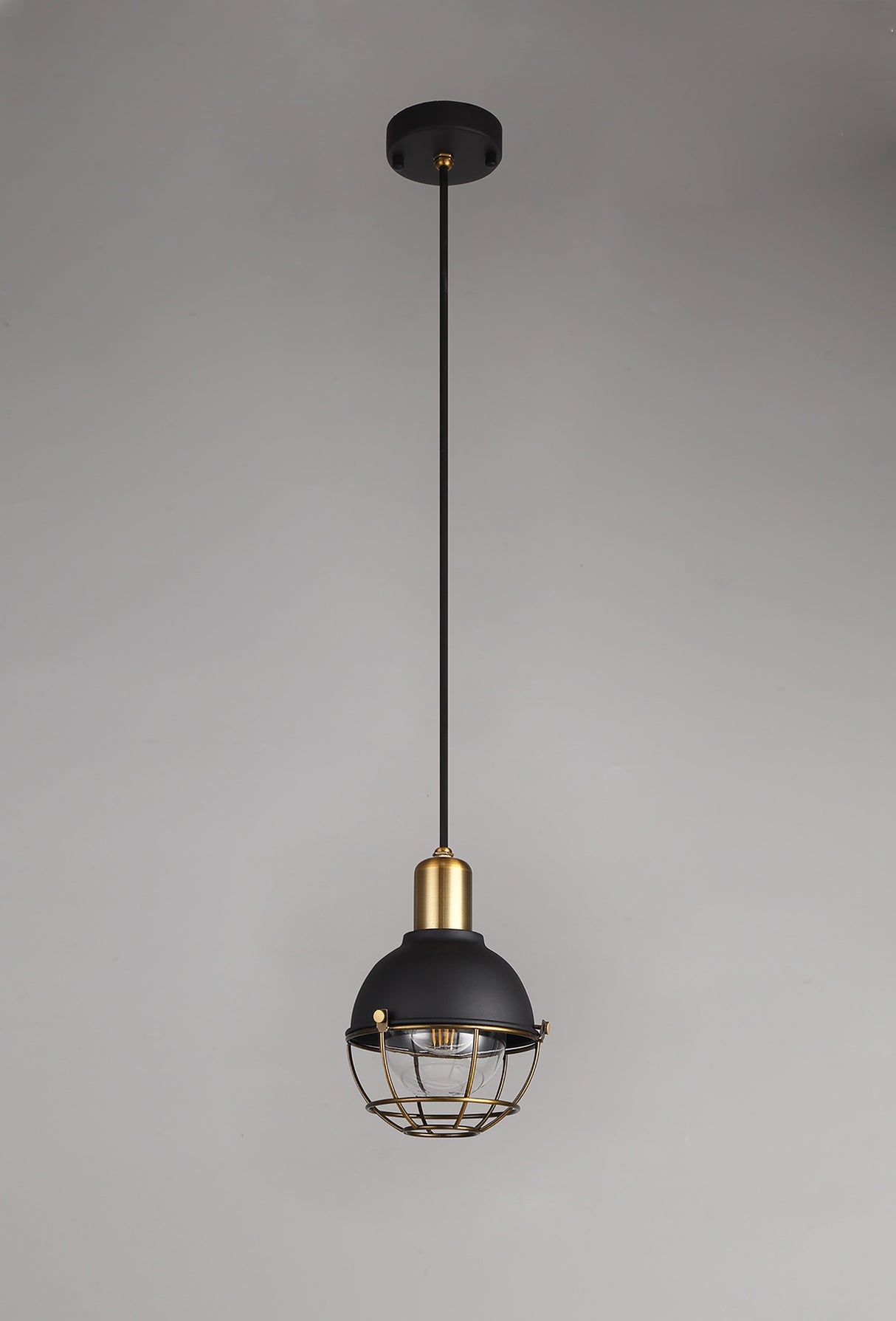 LAT2487 Latti Pendant 1 Light IP65 Outdoor in a Matt Black/Brushed Bronze/Clear Finish