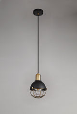 LAT2487 Latti Pendant 1 Light IP65 Outdoor in a Matt Black/Brushed Bronze/Clear Finish