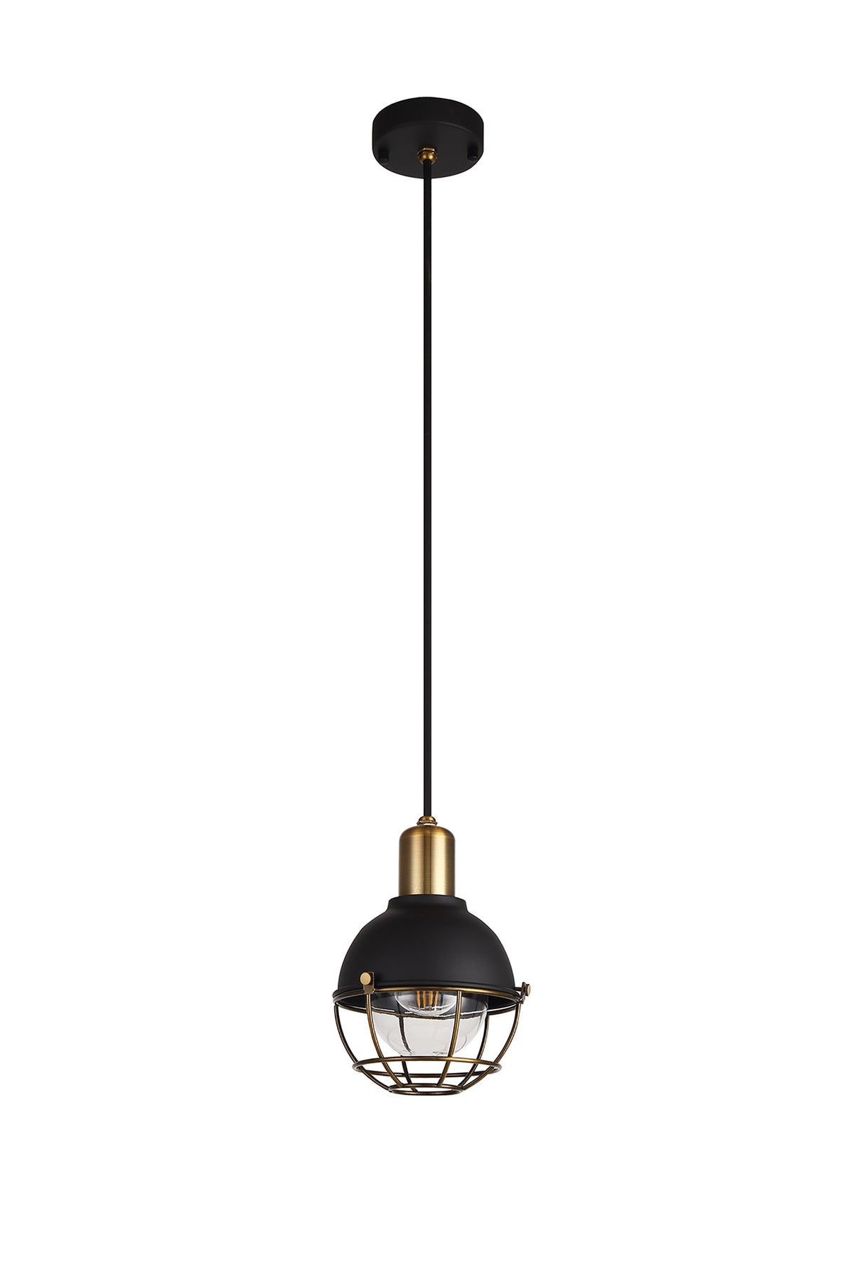 LAT2487 Latti Pendant 1 Light IP65 Outdoor in a Matt Black/Brushed Bronze/Clear Finish