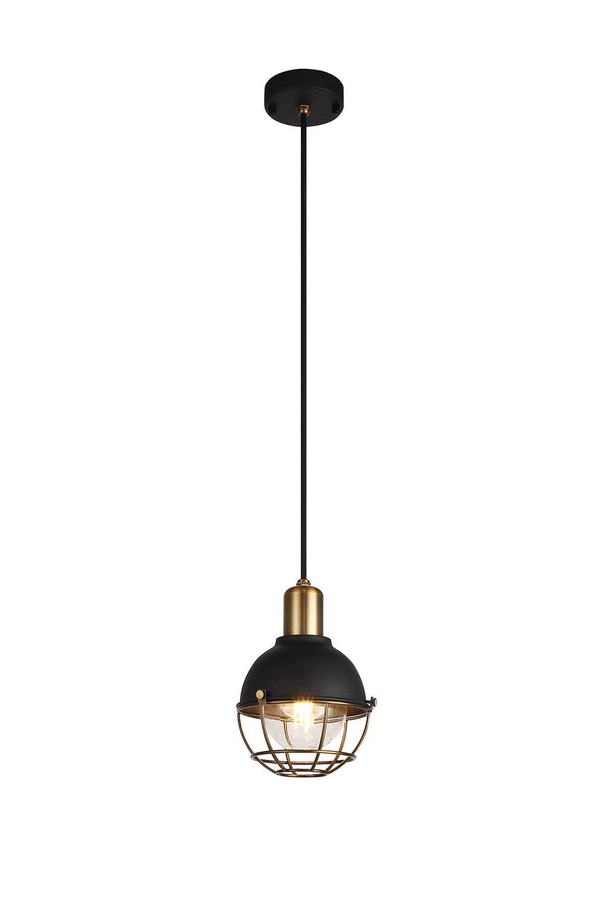 LAT2487 Latti Pendant 1 Light IP65 Outdoor in a Matt Black/Brushed Bronze/Clear Finish