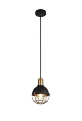 LAT2487 Latti Pendant 1 Light IP65 Outdoor in a Matt Black/Brushed Bronze/Clear Finish