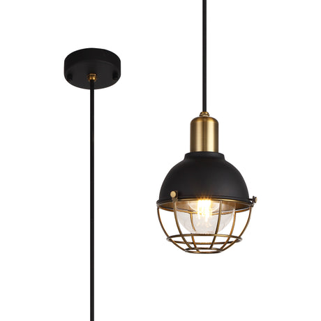 LAT2487 Latti Pendant 1 Light IP65 Outdoor in a Matt Black/Brushed Bronze/Clear Finish