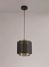 LER3067 Lerna Small Pendant 1 Light in a Matt Black/Satin Gold Finish