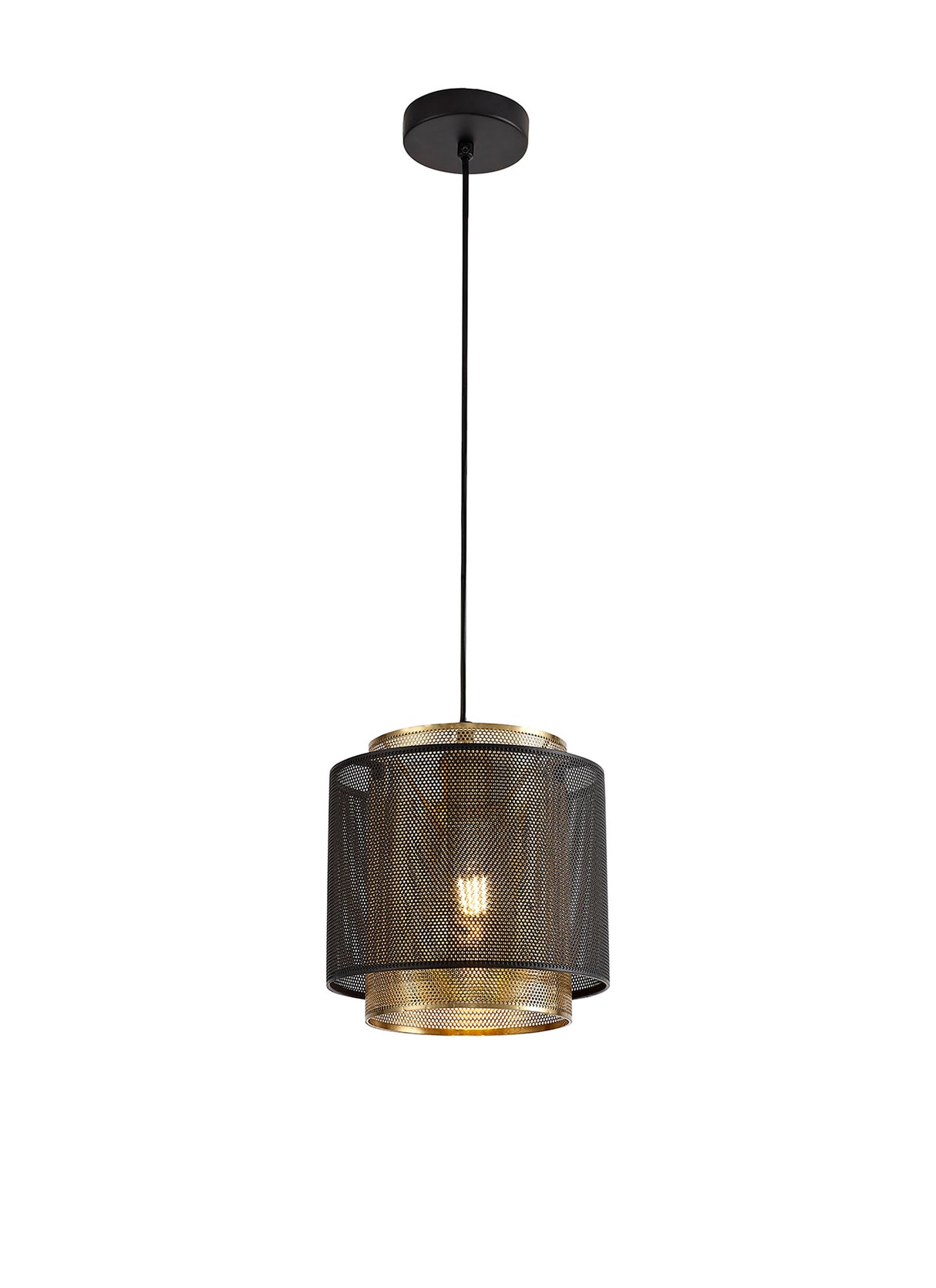 LER3067 Lerna Small Pendant 1 Light in a Matt Black/Satin Gold Finish