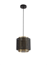 LER3067 Lerna Small Pendant 1 Light in a Matt Black/Satin Gold Finish