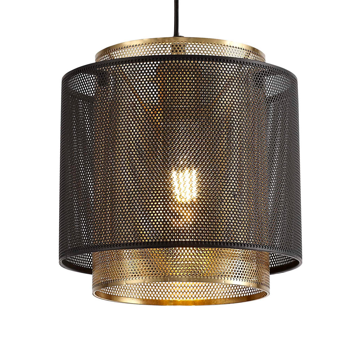 LER3067 Lerna Small Pendant 1 Light in a Matt Black/Satin Gold Finish