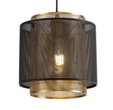 LER3067 Lerna Small Pendant 1 Light in a Matt Black/Satin Gold Finish