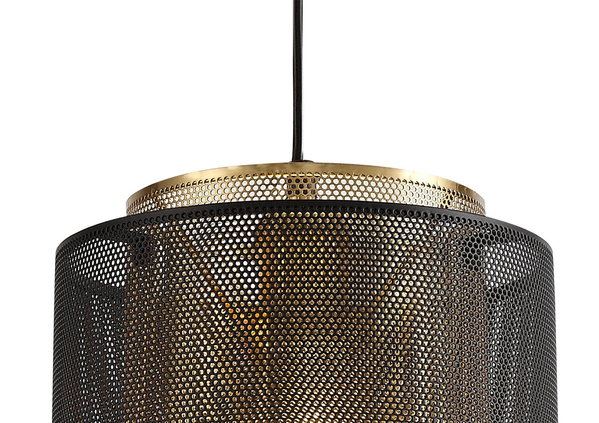 LER3067 Lerna Small Pendant 1 Light in a Matt Black/Satin Gold Finish