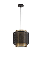 LER4067 Lerna Large Pendant 1 Light in a Matt Black/Satin Gold Finish