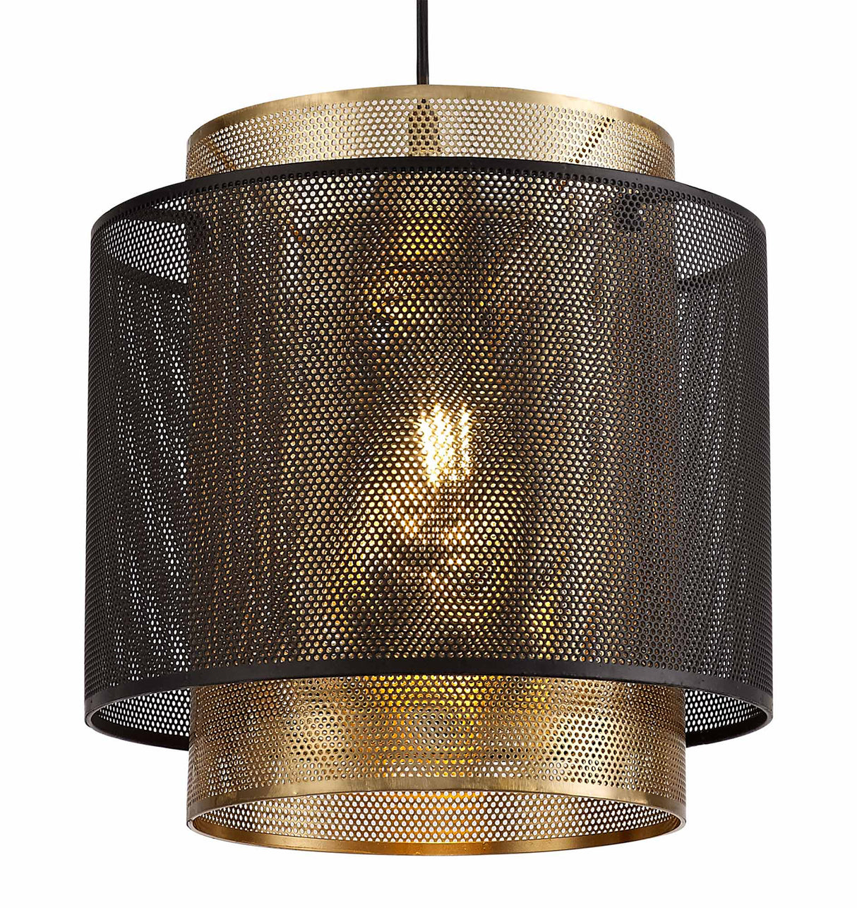 LER4067 Lerna Large Pendant 1 Light in a Matt Black/Satin Gold Finish