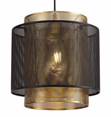 LER4067 Lerna Large Pendant 1 Light in a Matt Black/Satin Gold Finish