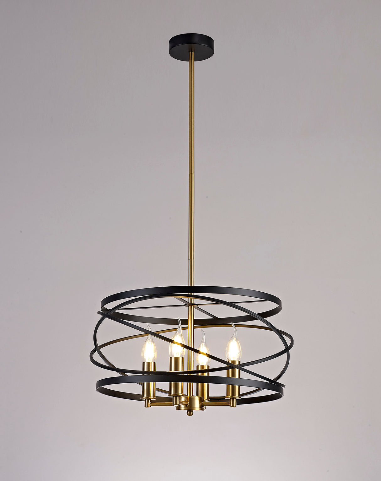 LIE1017 Liesma Pendant 4 Light in a Black/Satin Gold Finish