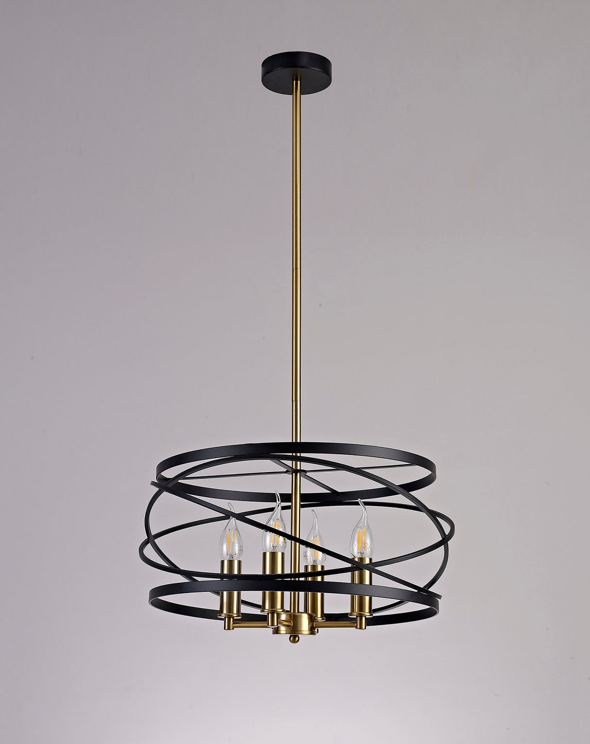 LIE1017 Liesma Pendant 4 Light in a Black/Satin Gold Finish