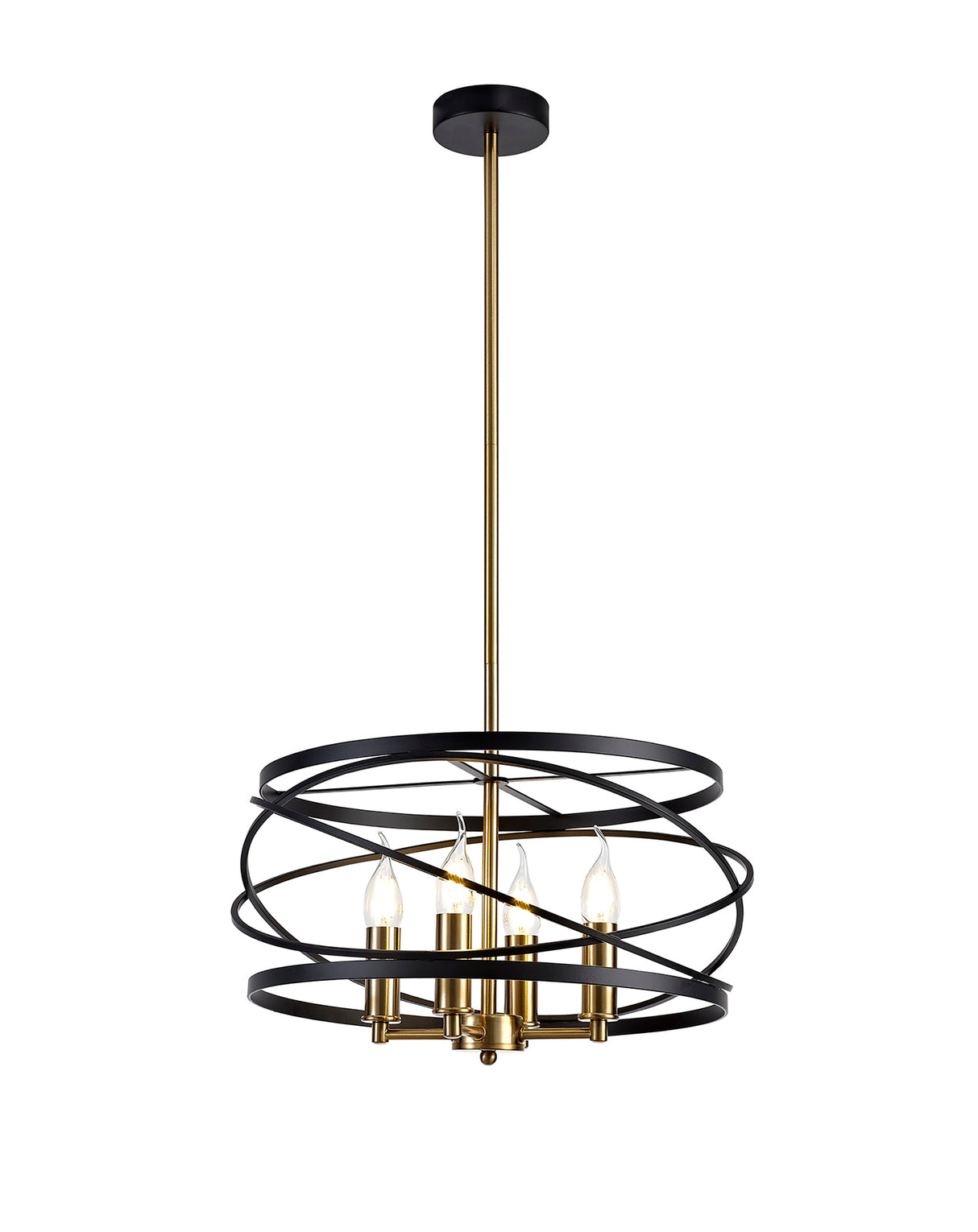 LIE1017 Liesma Pendant 4 Light in a Black/Satin Gold Finish