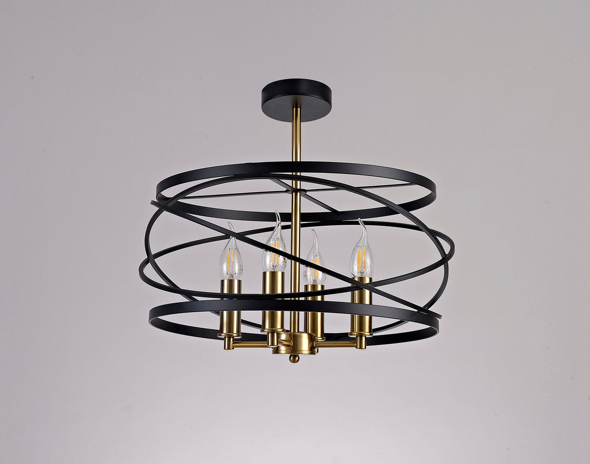 LIE1017 Liesma Pendant 4 Light in a Black/Satin Gold Finish