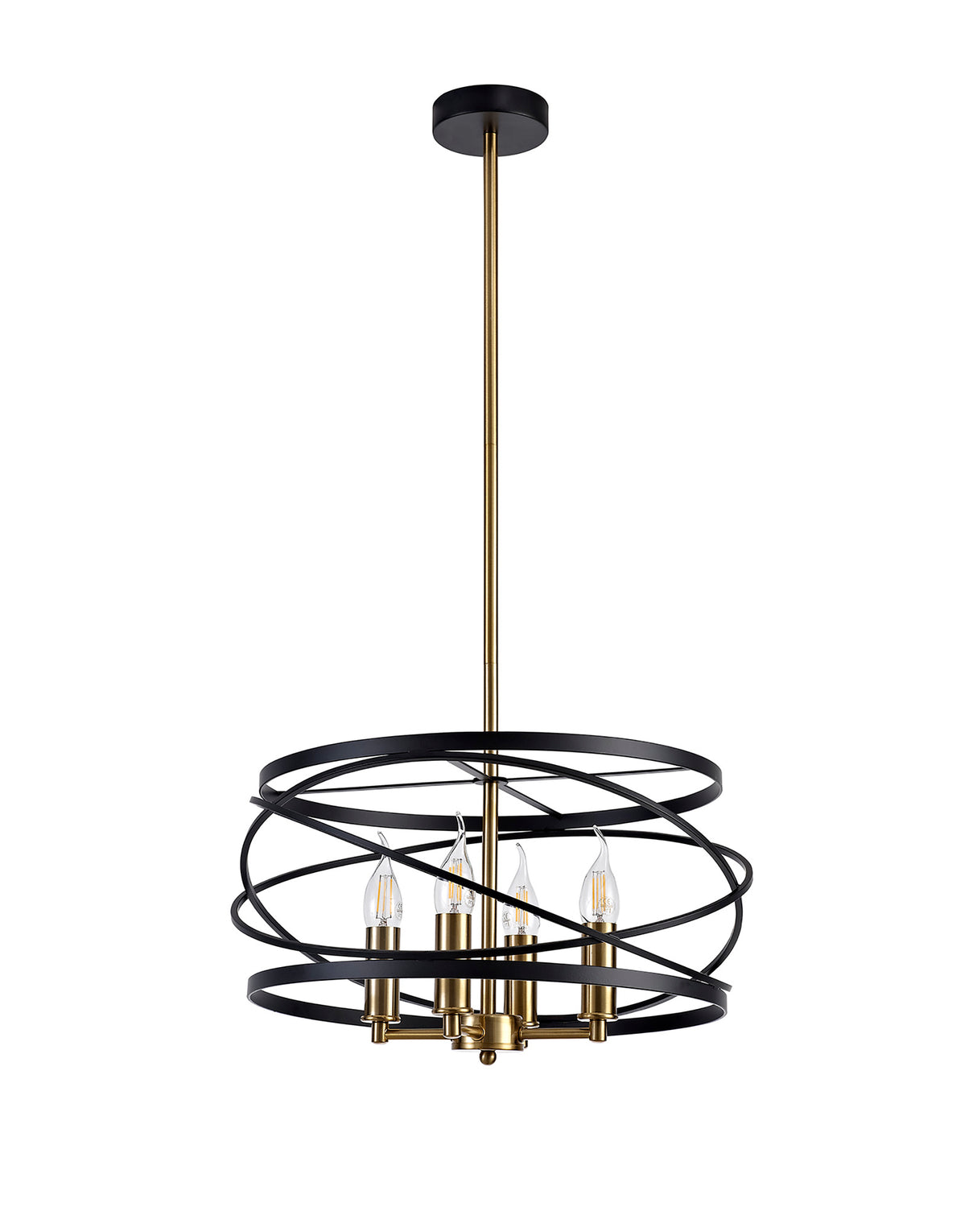 LIE1017 Liesma Pendant 4 Light in a Black/Satin Gold Finish