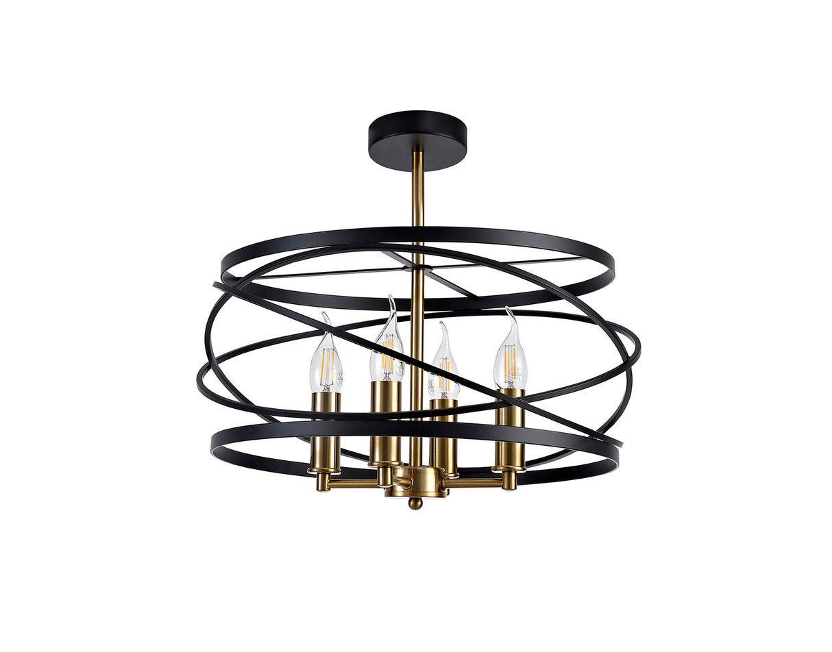 LIE1017 Liesma Pendant 4 Light in a Black/Satin Gold Finish