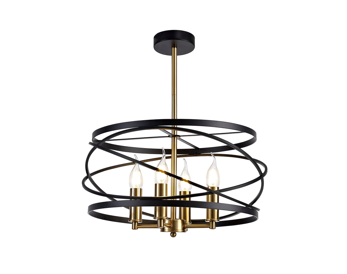 LIE1017 Liesma Pendant 4 Light in a Black/Satin Gold Finish