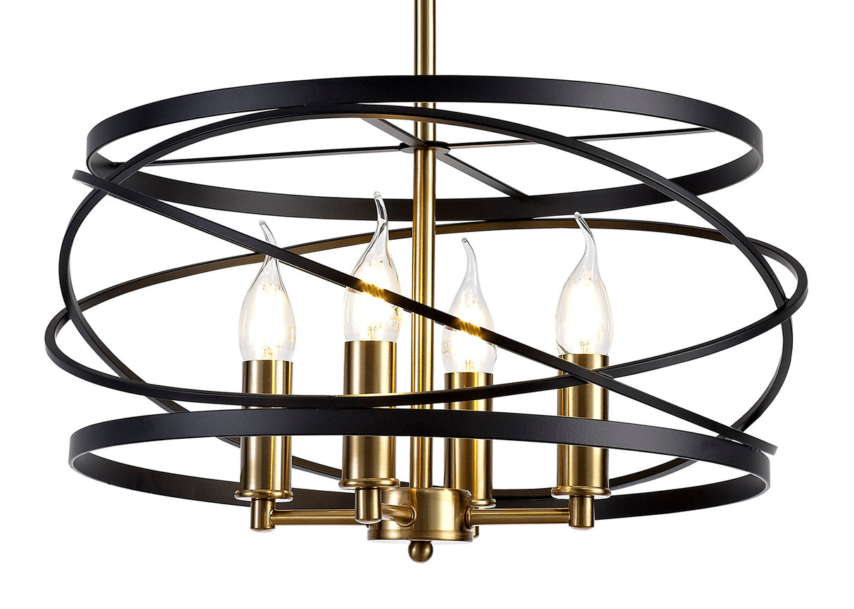 LIE1017 Liesma Pendant 4 Light in a Black/Satin Gold Finish