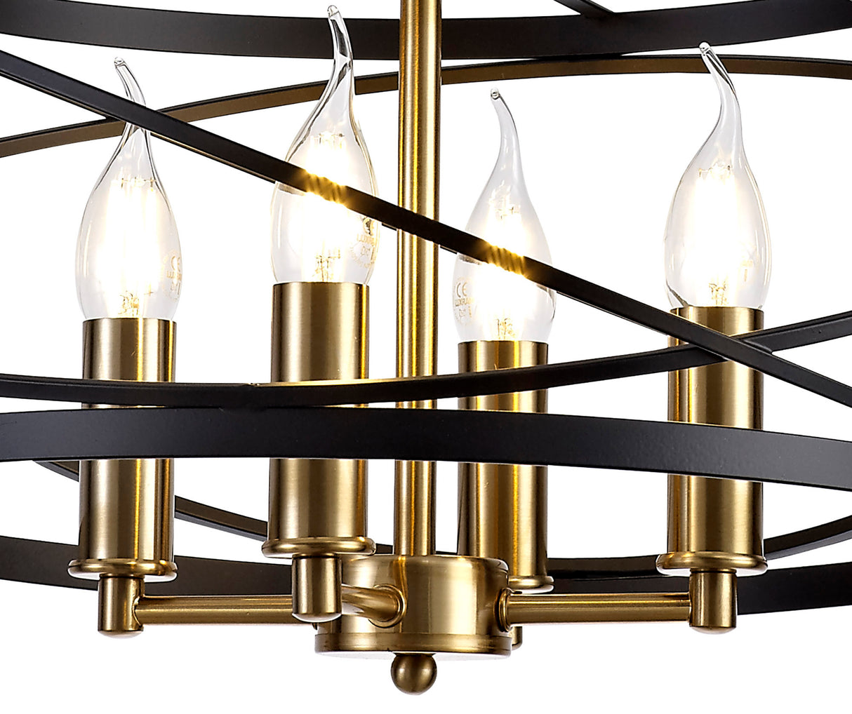 LIE1017 Liesma Pendant 4 Light in a Black/Satin Gold Finish