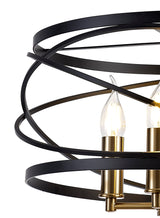 LIE1017 Liesma Pendant 4 Light in a Black/Satin Gold Finish