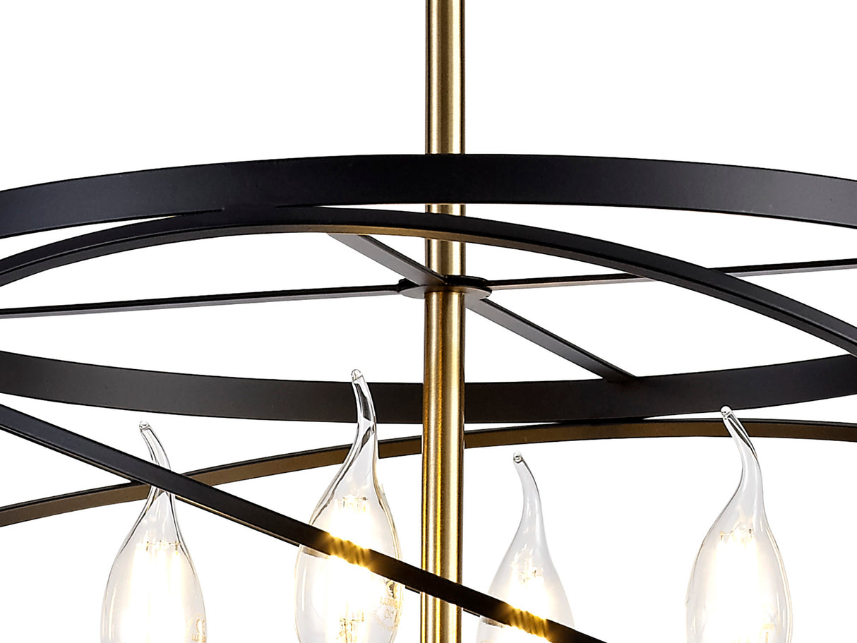 LIE1017 Liesma Pendant 4 Light in a Black/Satin Gold Finish