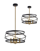 LIE1017 Liesma Pendant 4 Light in a Black/Satin Gold Finish