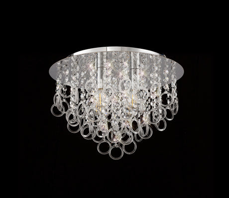 LOP1318 Loppu Ceiling 4 Light in a Polished Chrome Finish and Clear Crystal