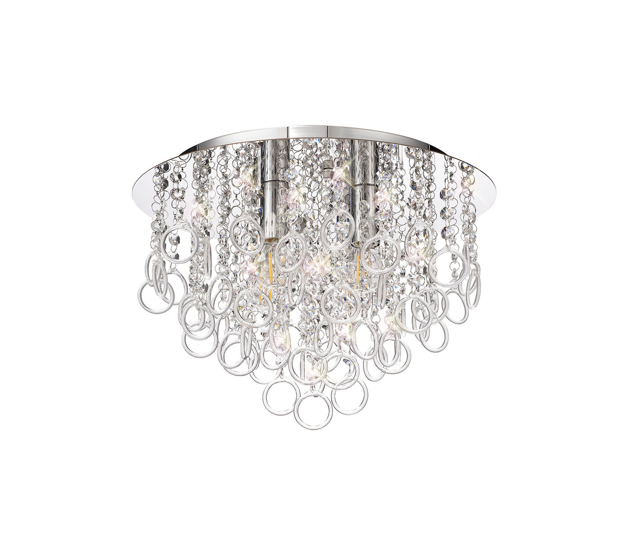 LOP1318 Loppu Ceiling 4 Light in a Polished Chrome Finish and Clear Crystal