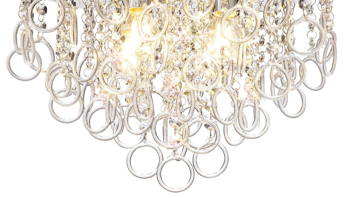 LOP1318 Loppu Ceiling 4 Light in a Polished Chrome Finish and Clear Crystal