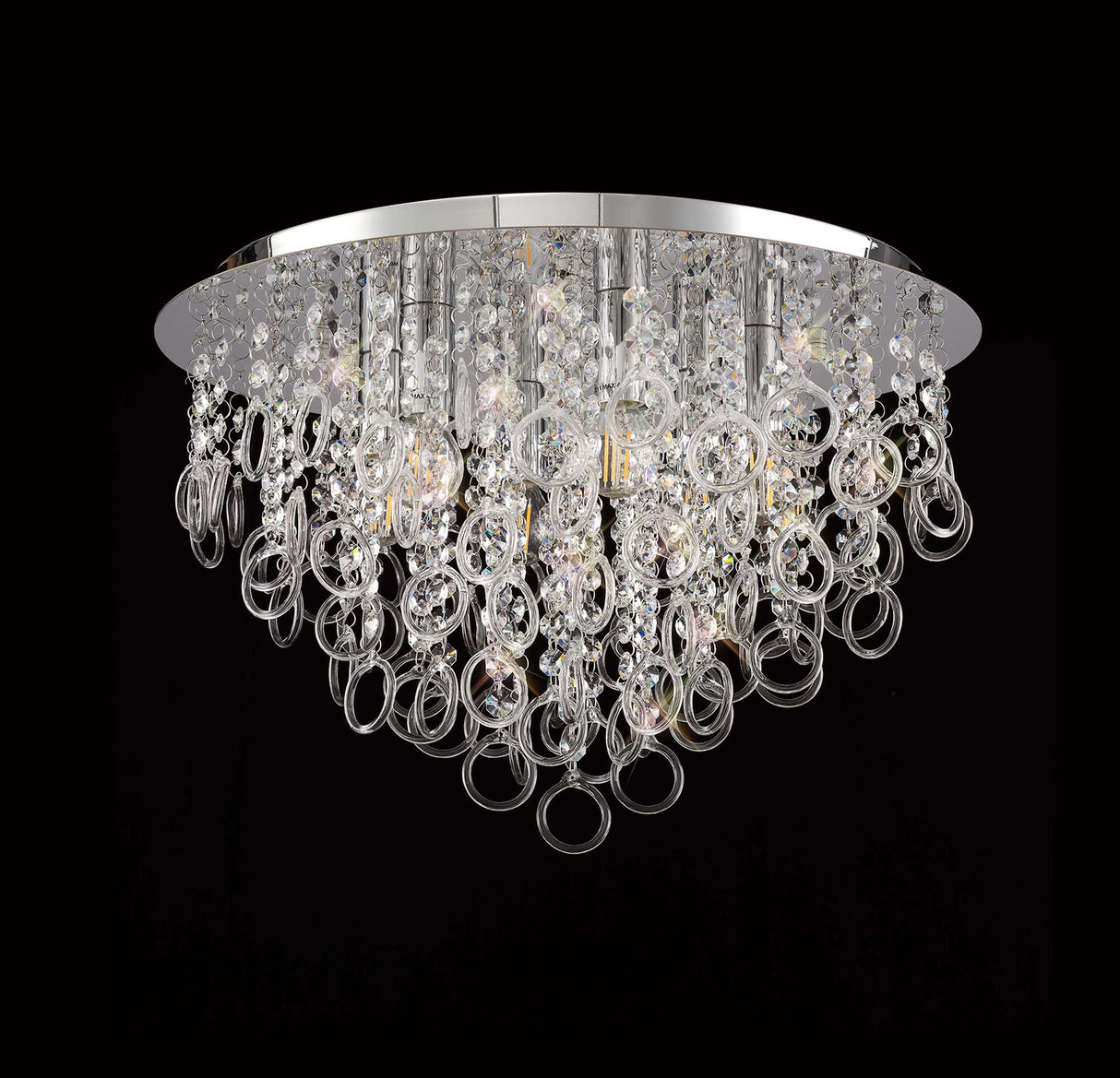 LOP2318 Loppu 6 Light Ceiling Polished Chrome and Clear Crystal