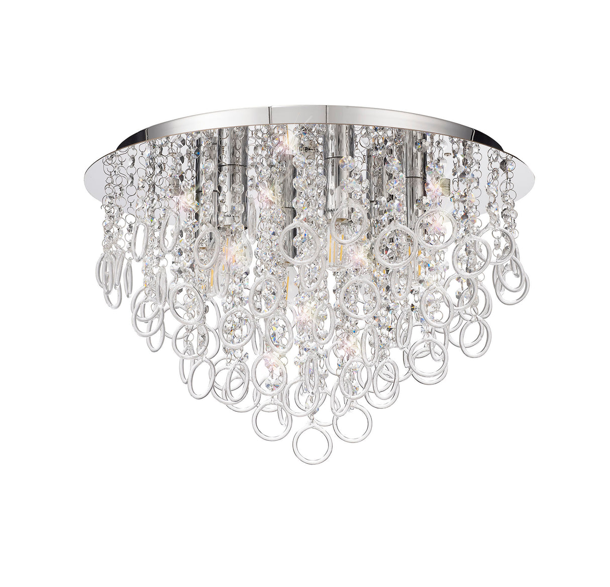 LOP2318 Loppu 6 Light Ceiling Polished Chrome and Clear Crystal