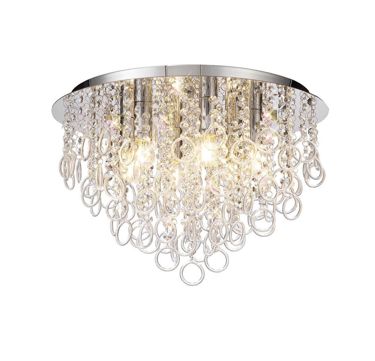 LOP2318 Loppu 6 Light Ceiling Polished Chrome and Clear Crystal