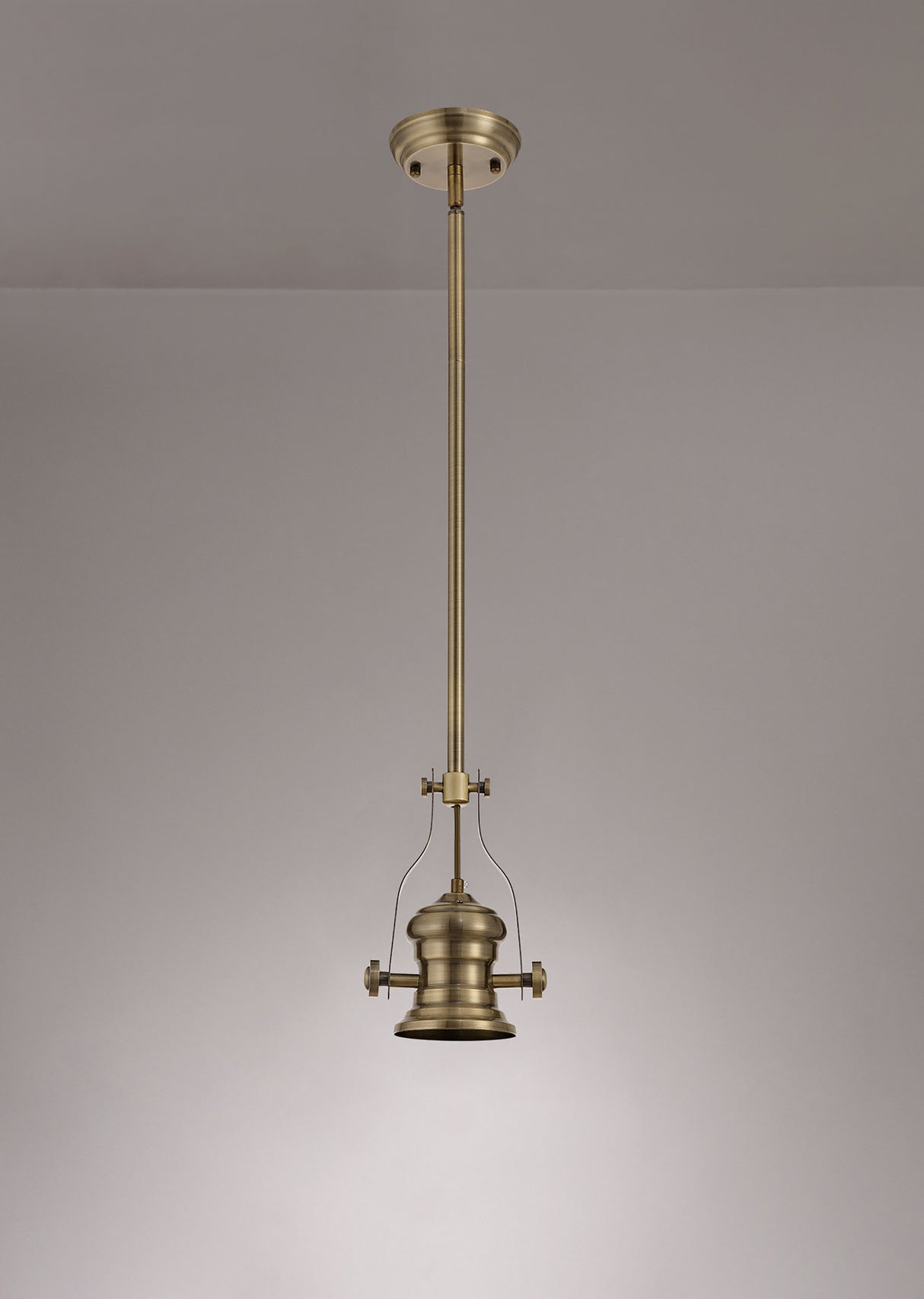 LOU1218 Louis Pendant 1 Light in a Antique Brass Finish