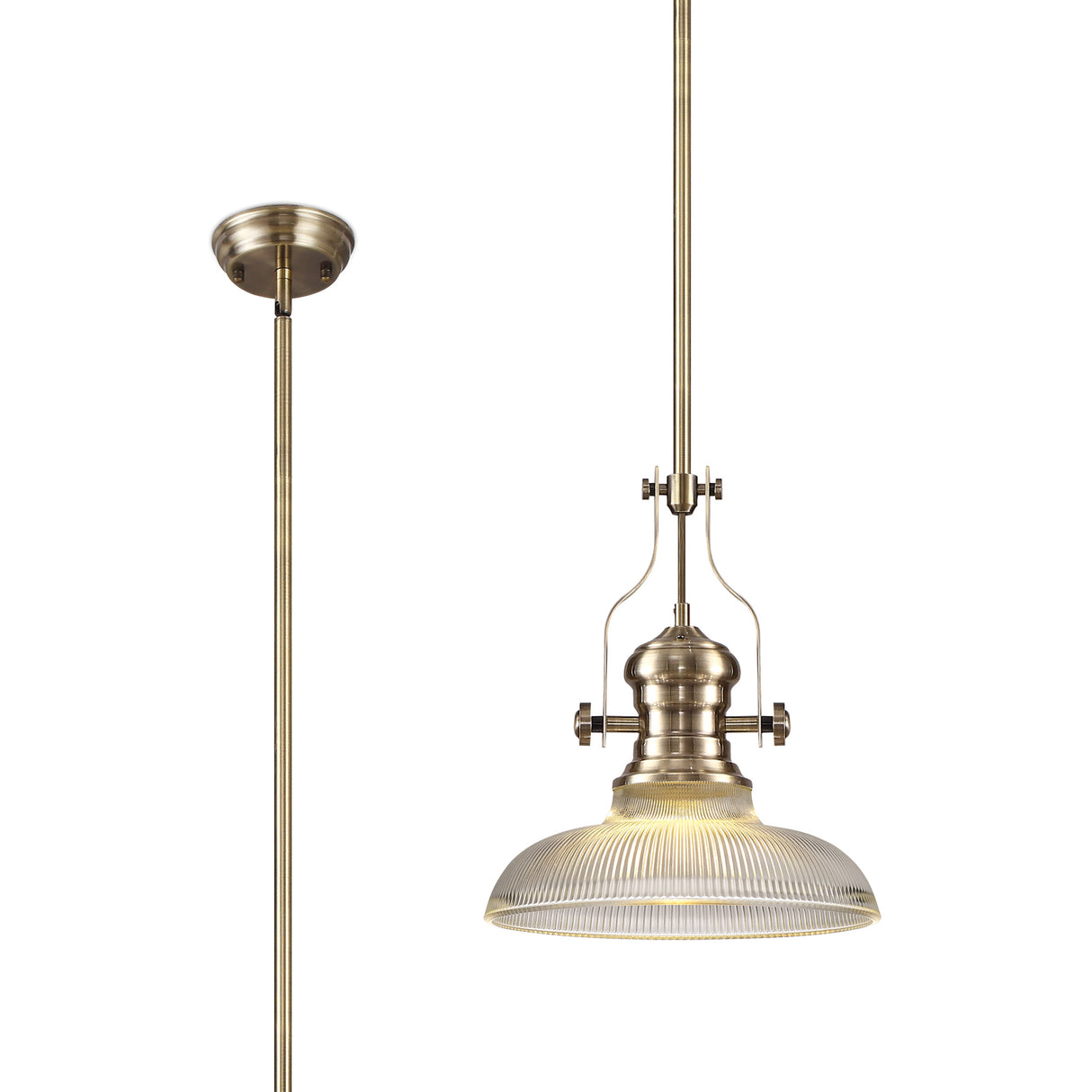 LOU1218 Louis Pendant 1 Light in a Antique Brass Finish