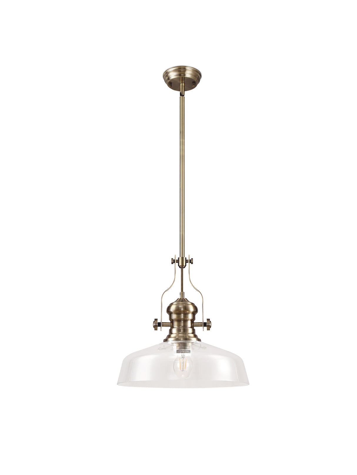 LOU1218 Louis Pendant 1 Light in a Antique Brass Finish