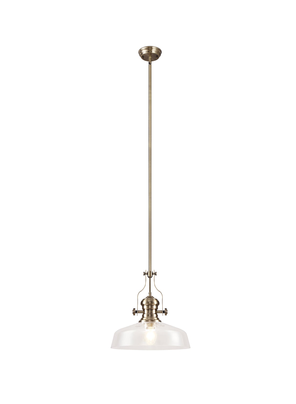 LOU1218 Louis Pendant 1 Light in a Antique Brass Finish