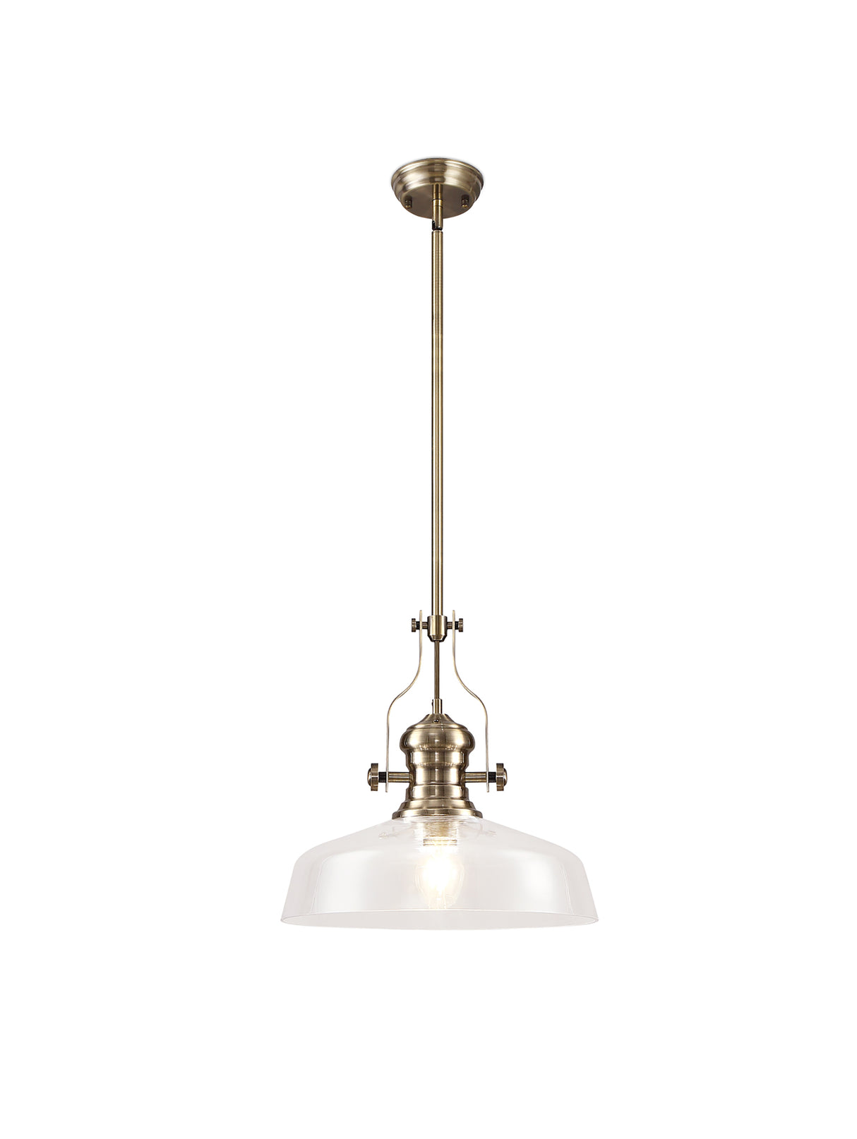 LOU1218 Louis Pendant 1 Light in a Antique Brass Finish