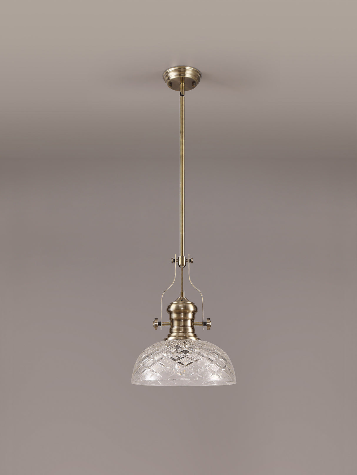 LOU1218 Louis Pendant 1 Light in a Antique Brass Finish