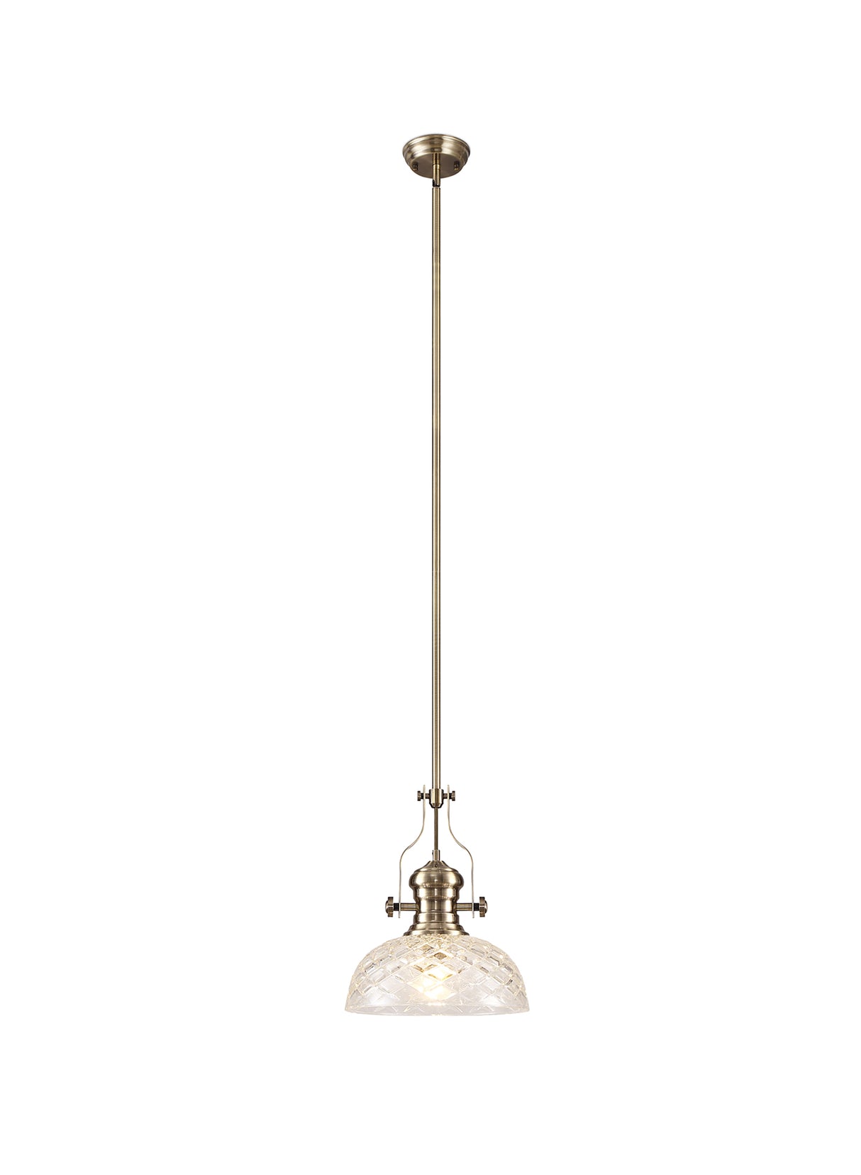 LOU1218 Louis Pendant 1 Light in a Antique Brass Finish