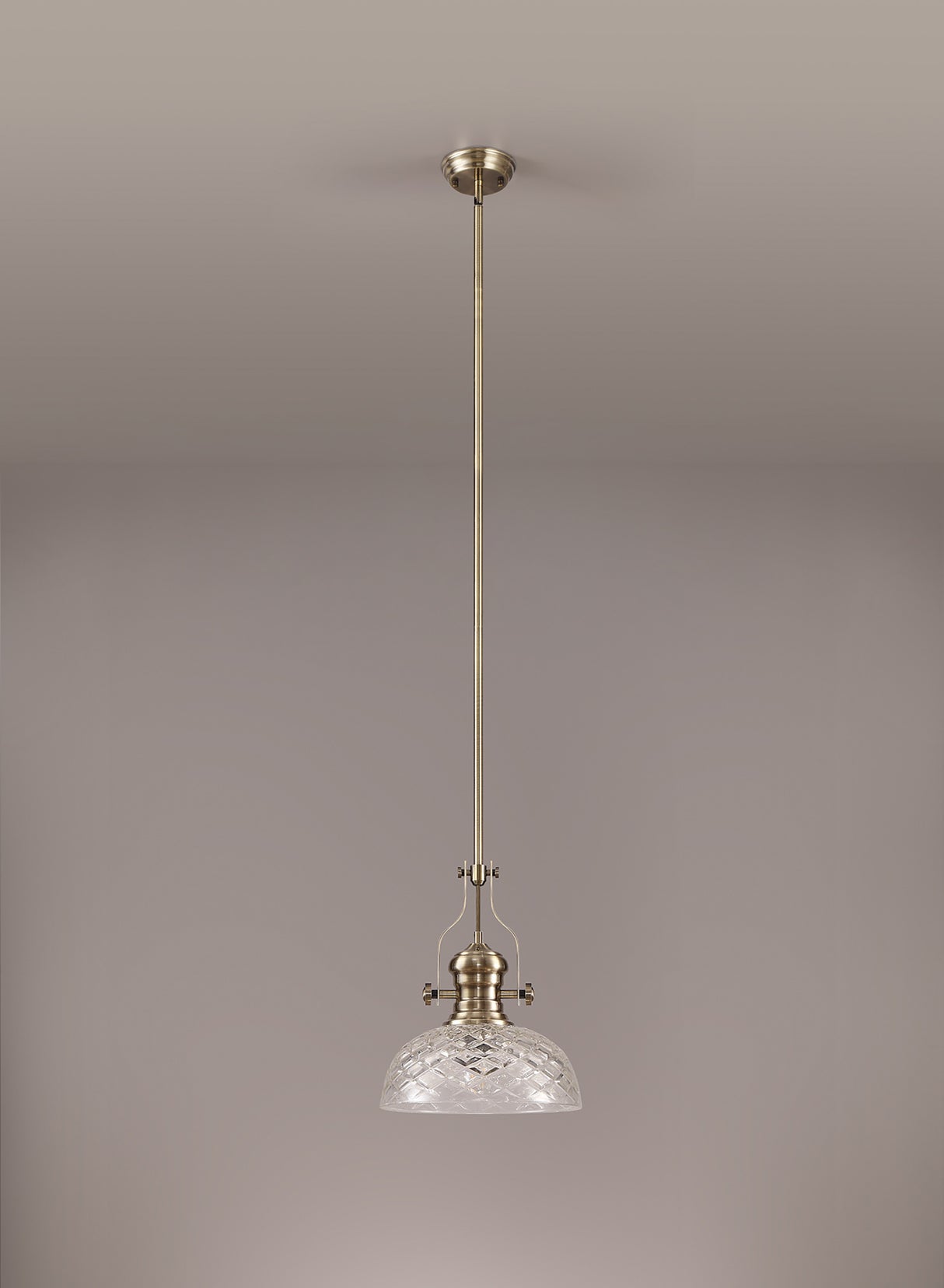 LOU1218 Louis Pendant 1 Light in a Antique Brass Finish