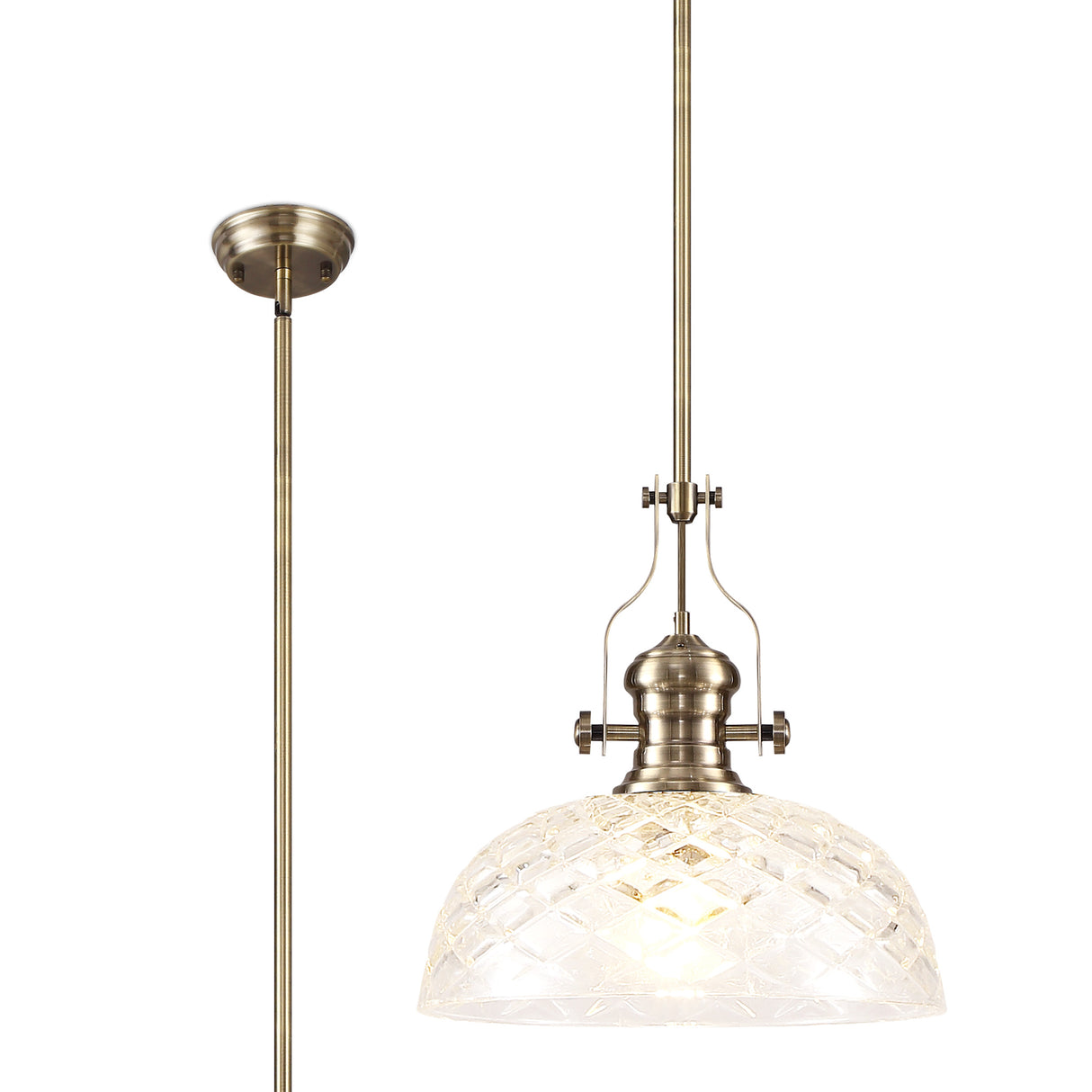 LOU1218 Louis Pendant 1 Light in a Antique Brass Finish