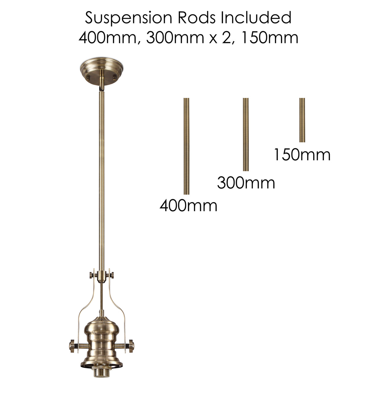 LOU1218 Louis Pendant 1 Light in a Antique Brass Finish