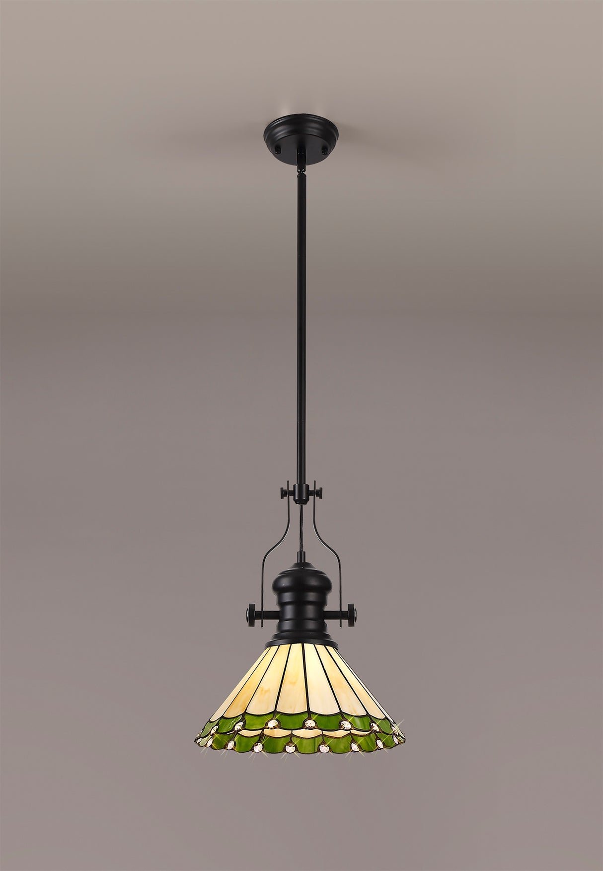 UKL0427 Uklun 30cm Non-Electric Shade in a Green/Cream/Black/Clear Finish and Clear Crystal