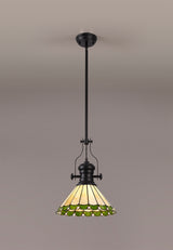 UKL0427 Uklun 30cm Non-Electric Shade in a Green/Cream/Black/Clear Finish and Clear Crystal