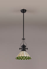 UKL0427 Uklun 30cm Non-Electric Shade in a Green/Cream/Black/Clear Finish and Clear Crystal