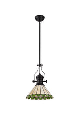 UKL0427 Uklun 30cm Non-Electric Shade in a Green/Cream/Black/Clear Finish and Clear Crystal