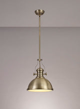 LOU2017 Louis Pendant 1 Light in a Antique Brass/Frosted White Finish